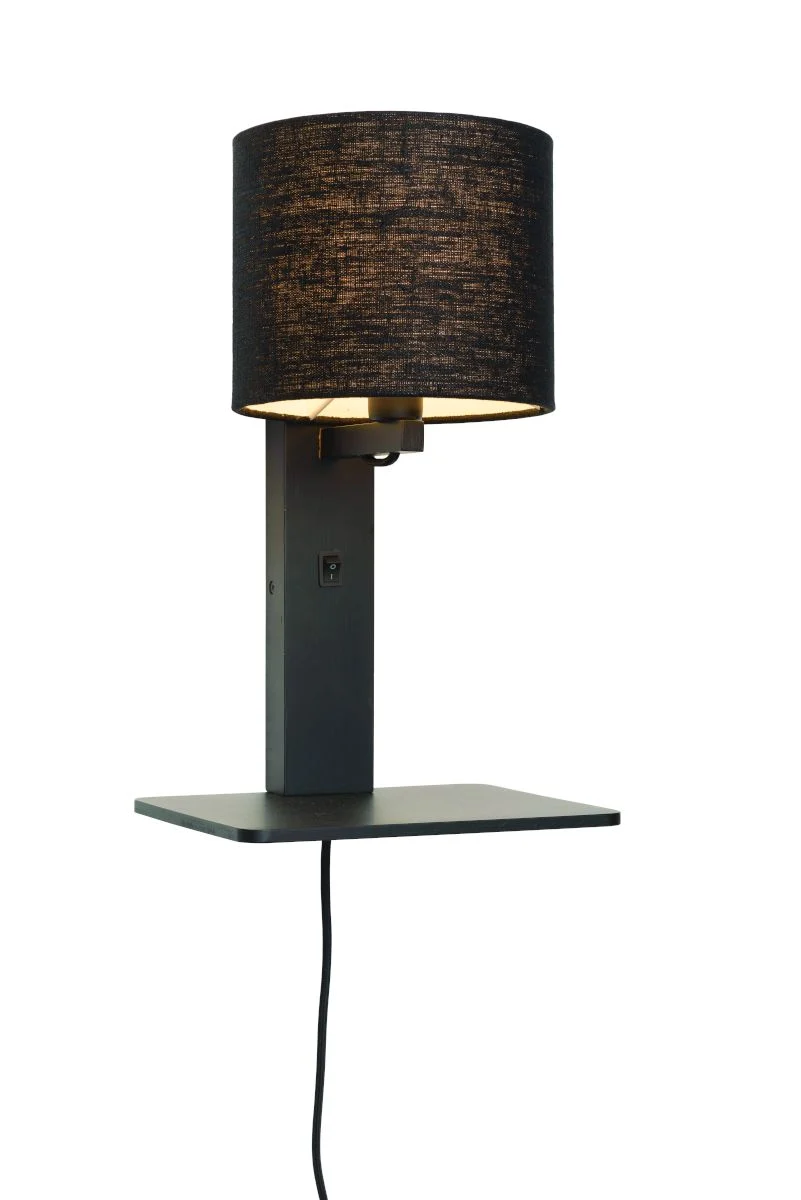 Andes Bamboo Linen Wall Lamp w/ Shelf - Image 16