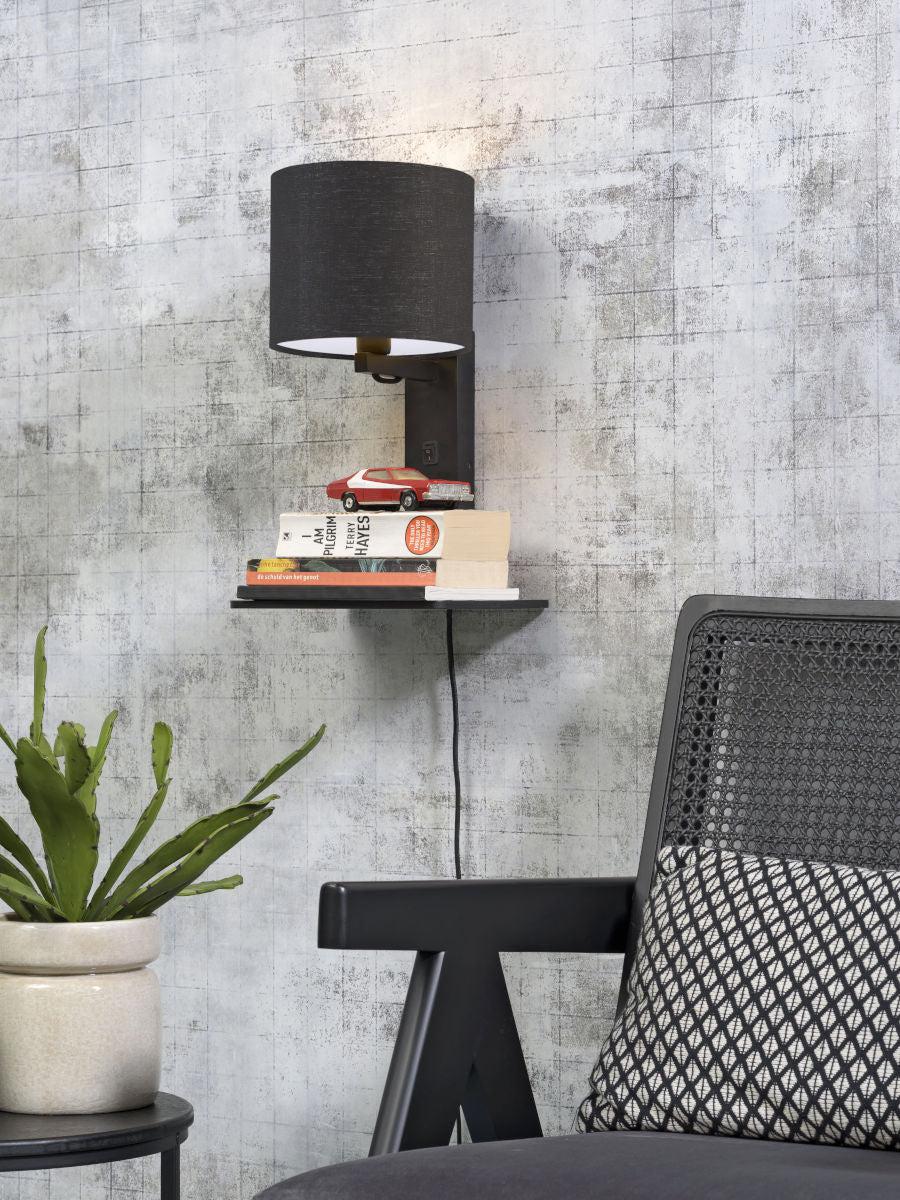 Andes Bamboo Linen Wall Lamp w/ Shelf - Image 22