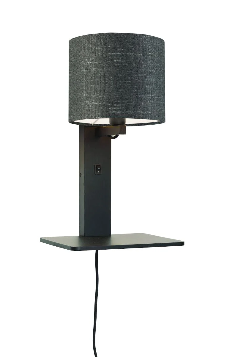 Andes Bamboo Linen Wall Lamp w/ Shelf - Image 24