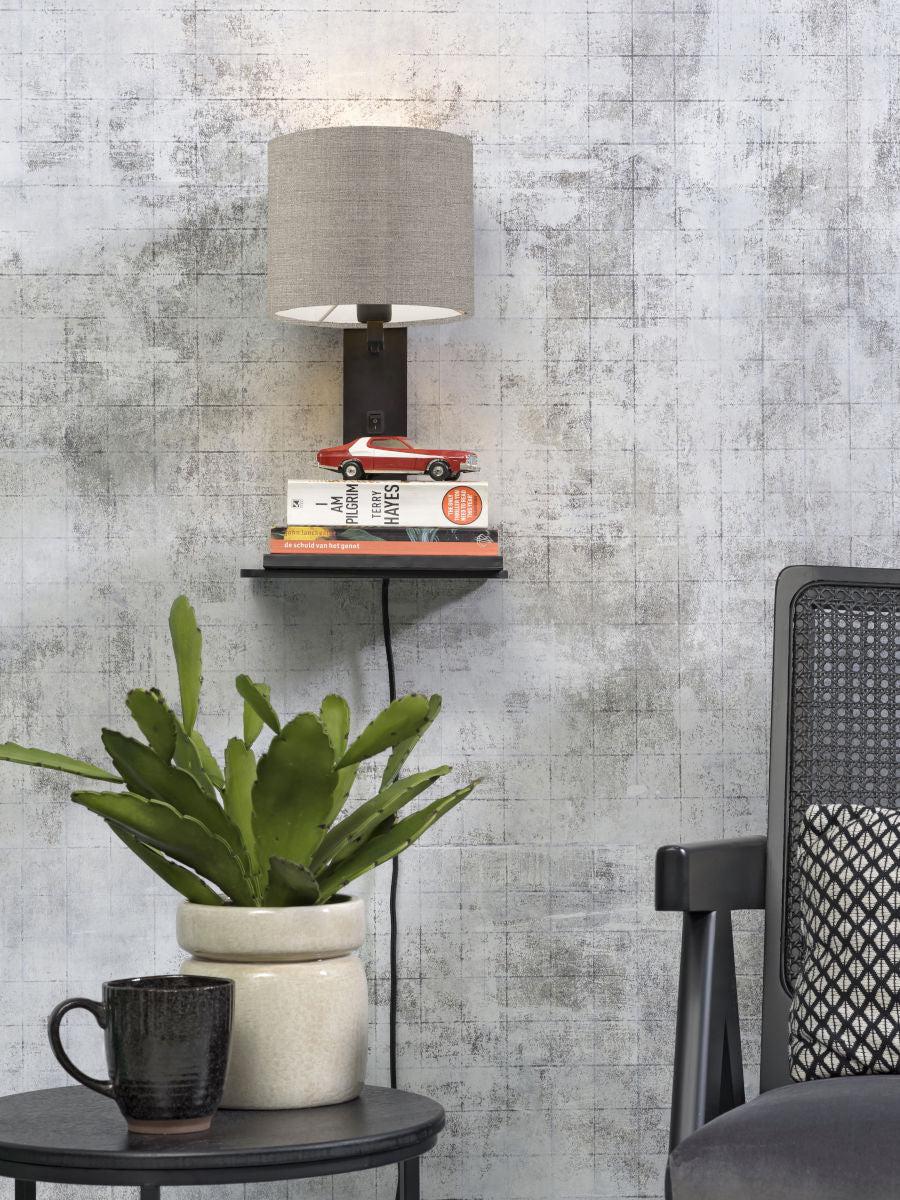 Andes Bamboo Linen Wall Lamp w/ Shelf - Image 32