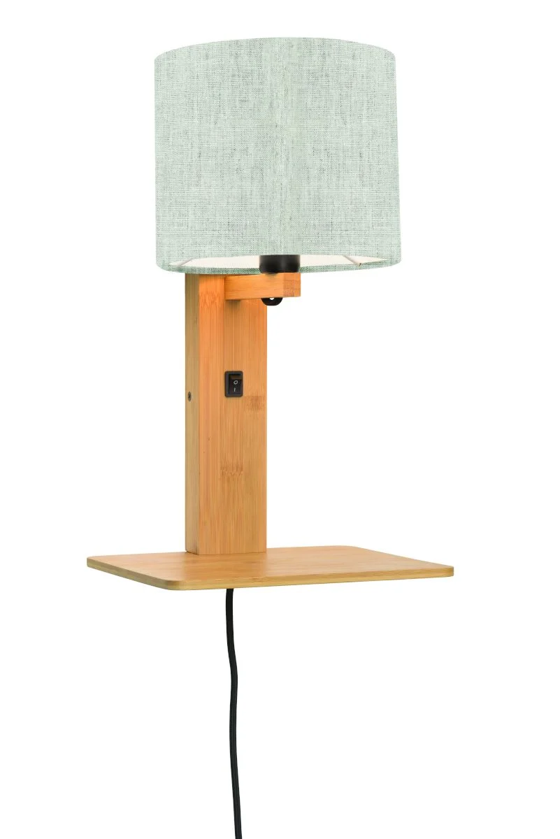 Andes Bamboo Linen Wall Lamp w/ Shelf - Image 5