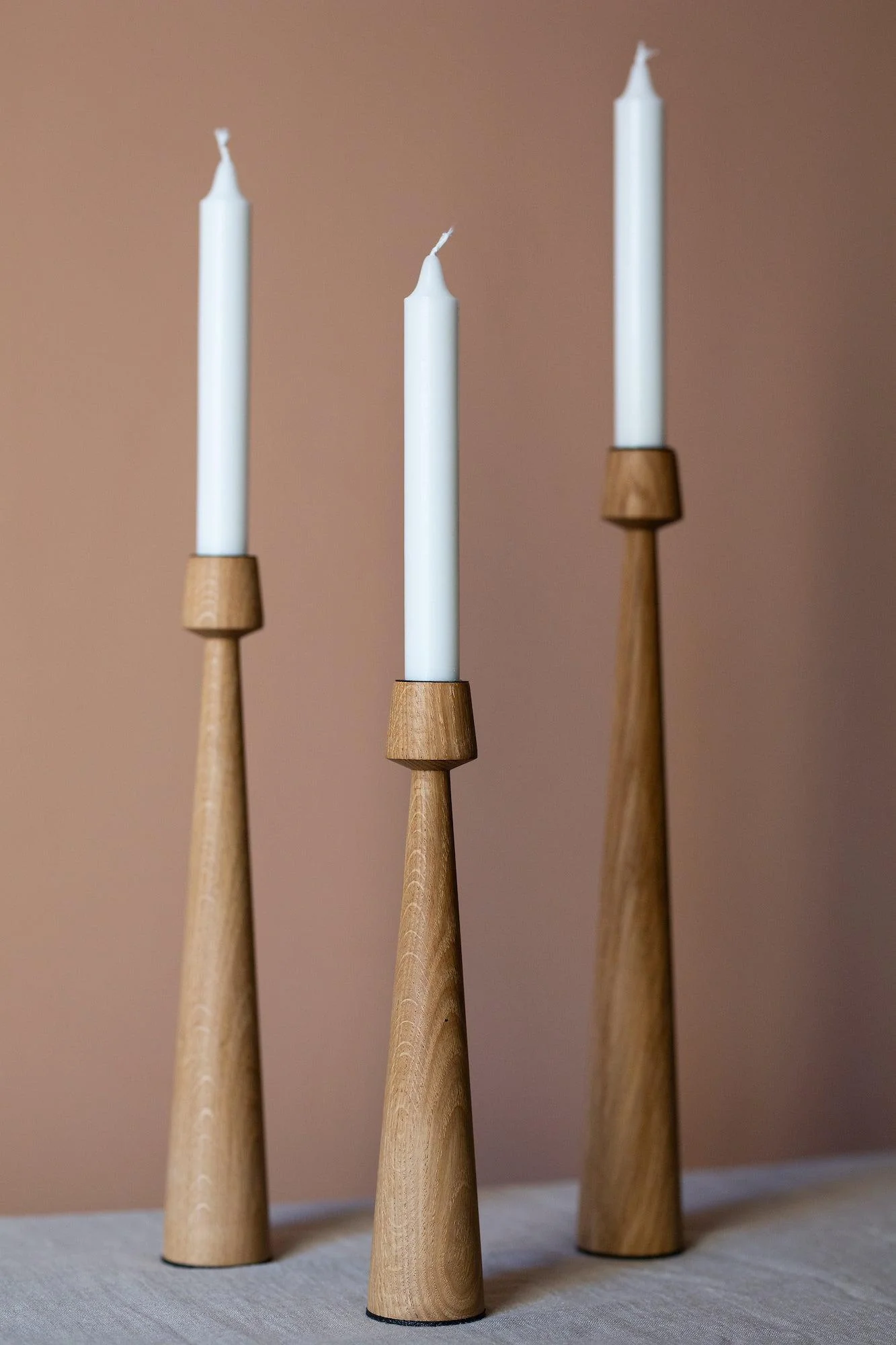 Aukstas Tower Oak Candlesticks (Set of 3) - Image 6