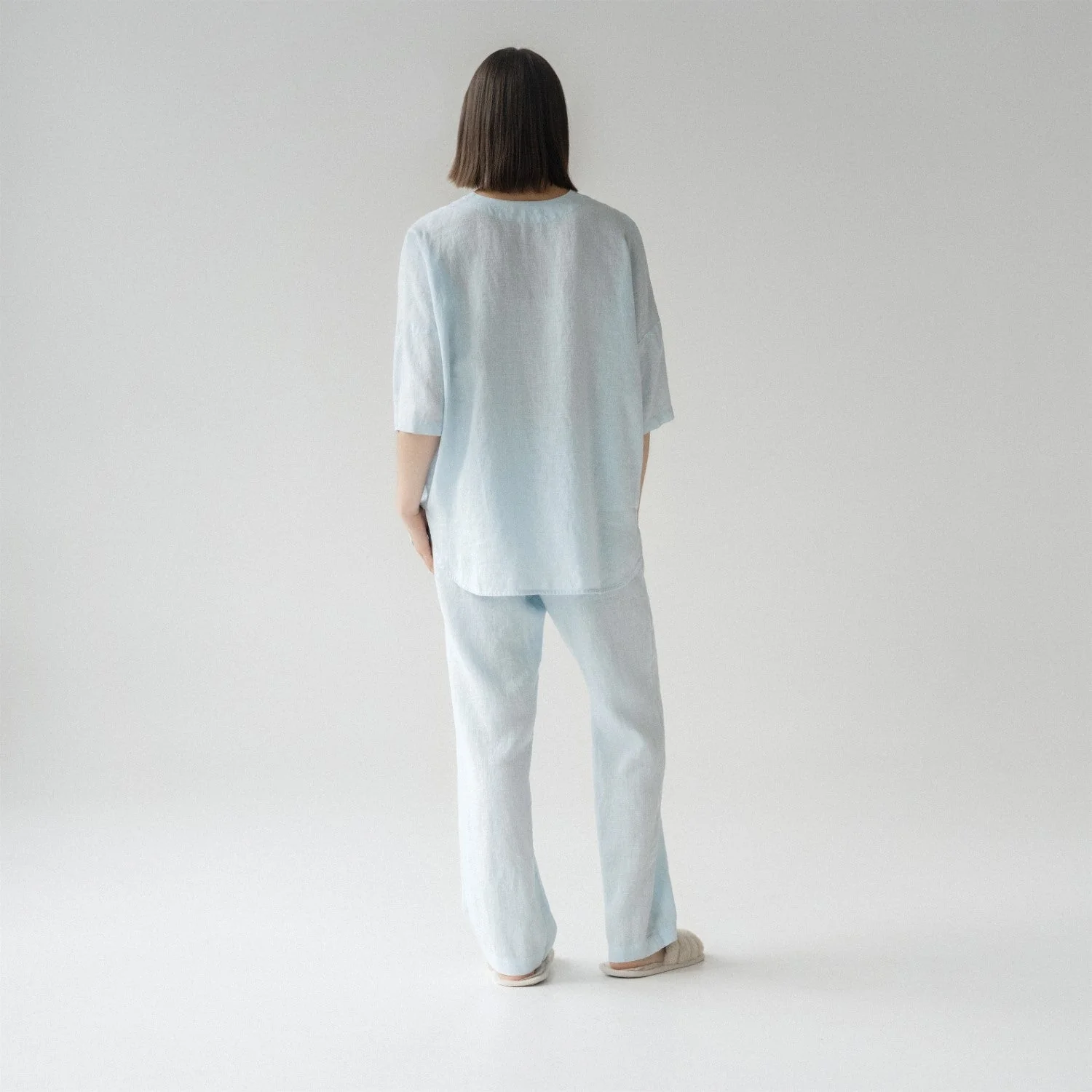 Light Blue Linen Loungewear Set - Image 3