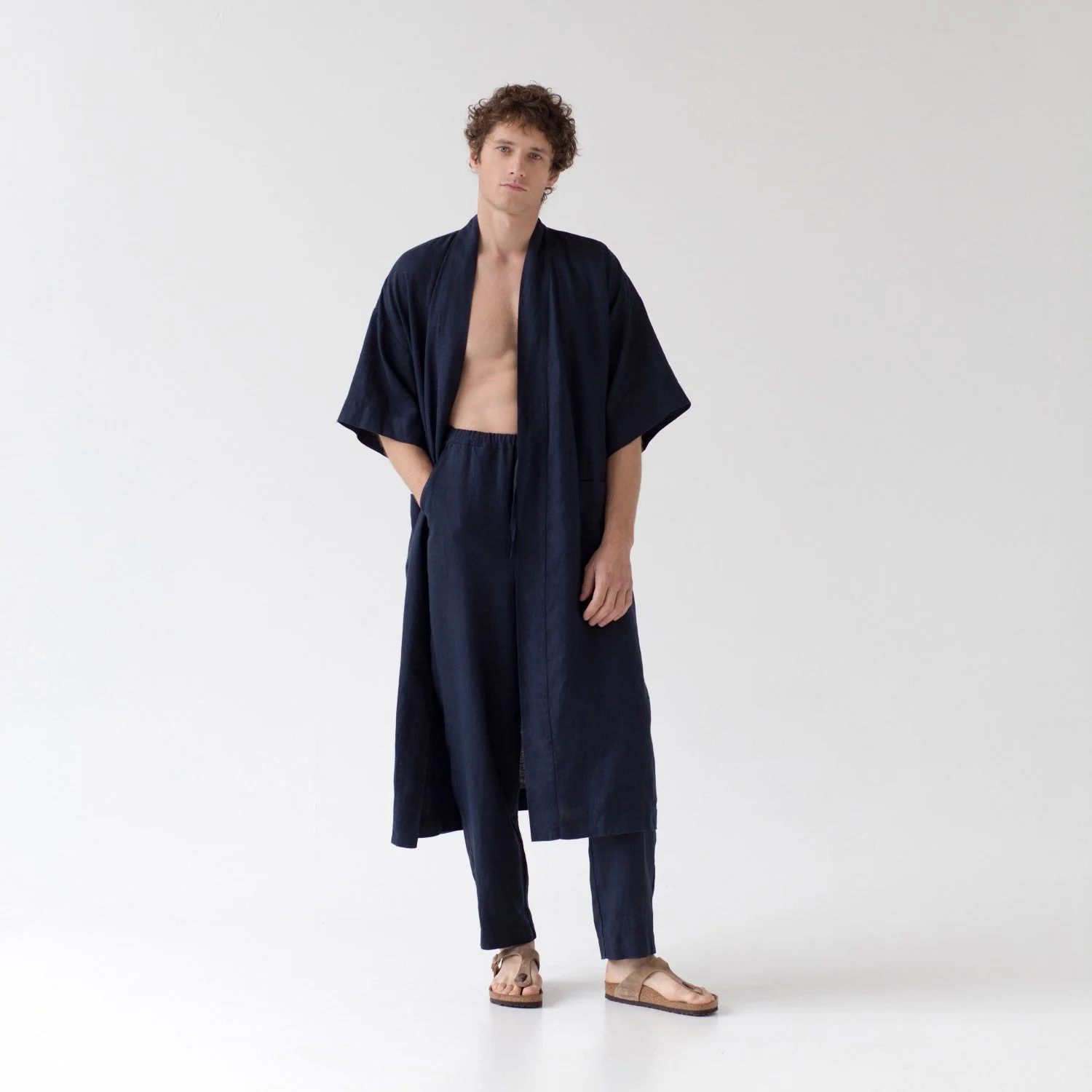 Bilberry Blue Linen Bathrobe - Image 6
