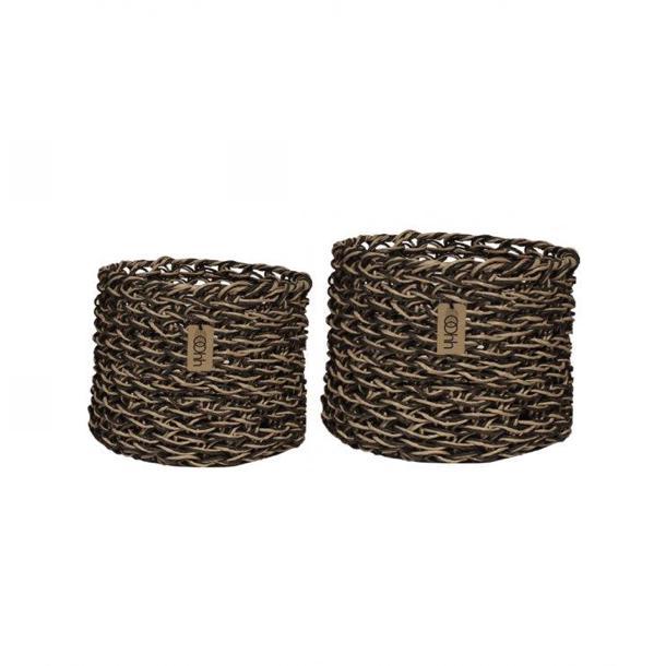 Natural Black Handwoven Paper Baskets (Set of 8)