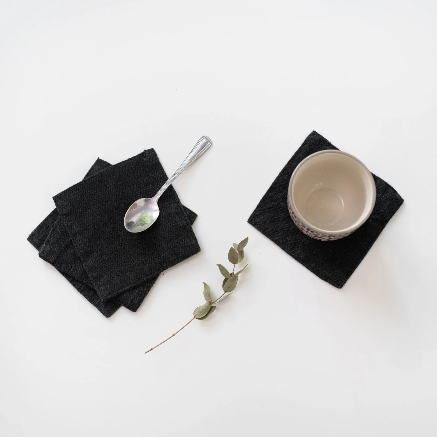 Black Linen Coasters - Image 2