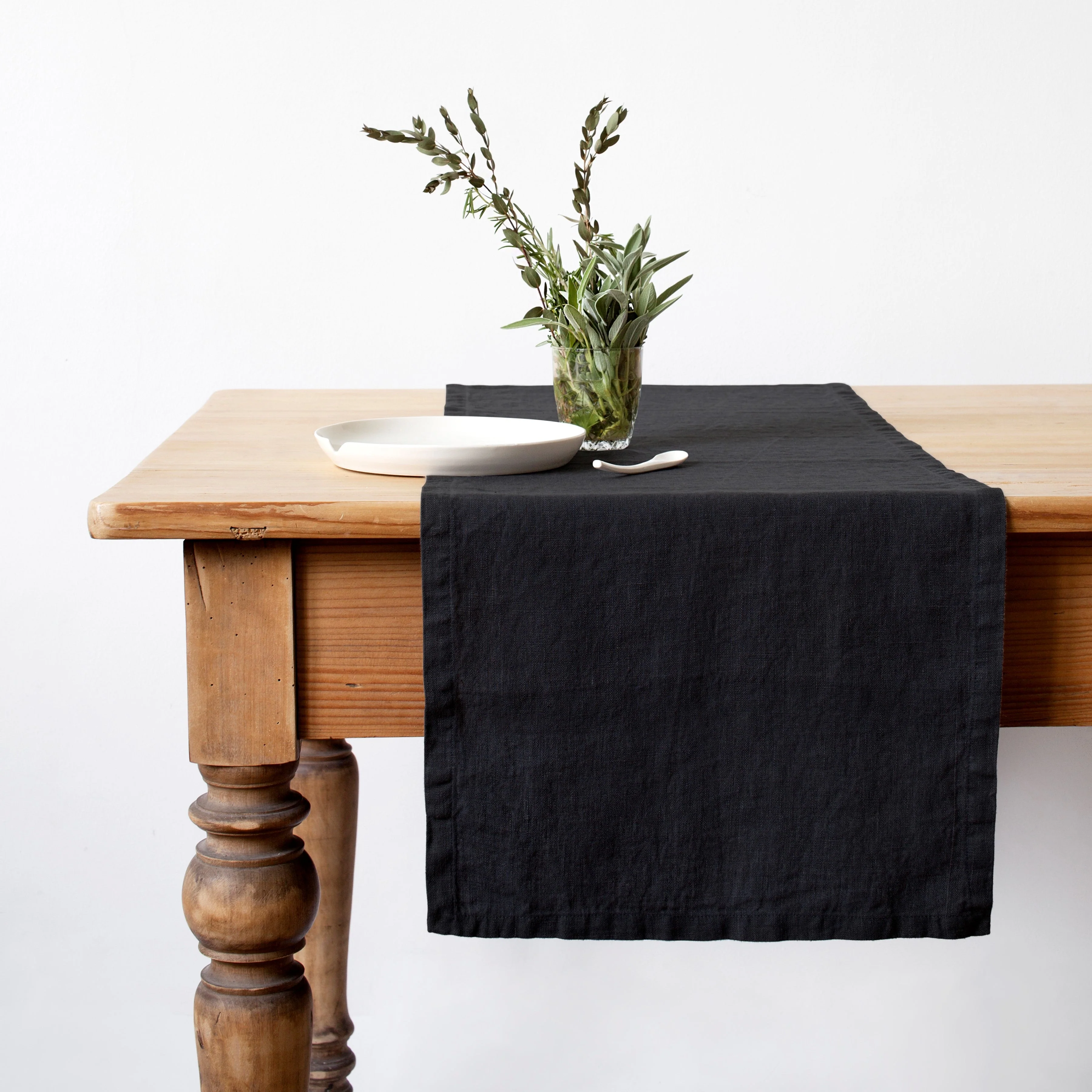 Black Linen Table Runner (Set of 3) - Image 2
