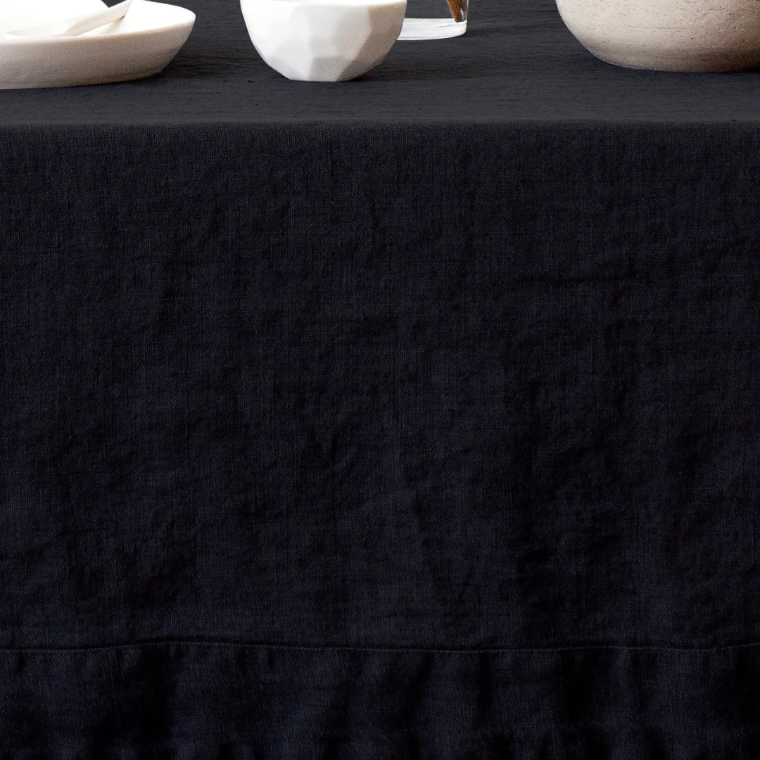 Black Linen Tablecloth - Image 3