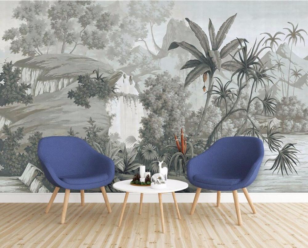Vintage Jungle Paintings Mural Wallpaper
