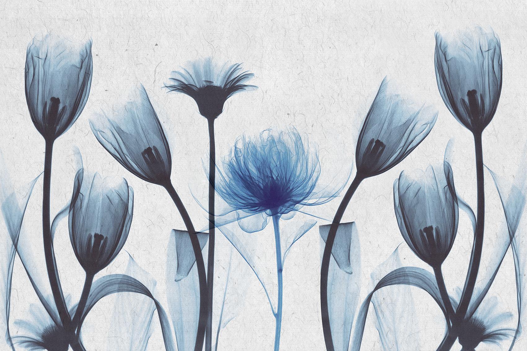 Blue Flowers Mural Wallpaper - Image 2
