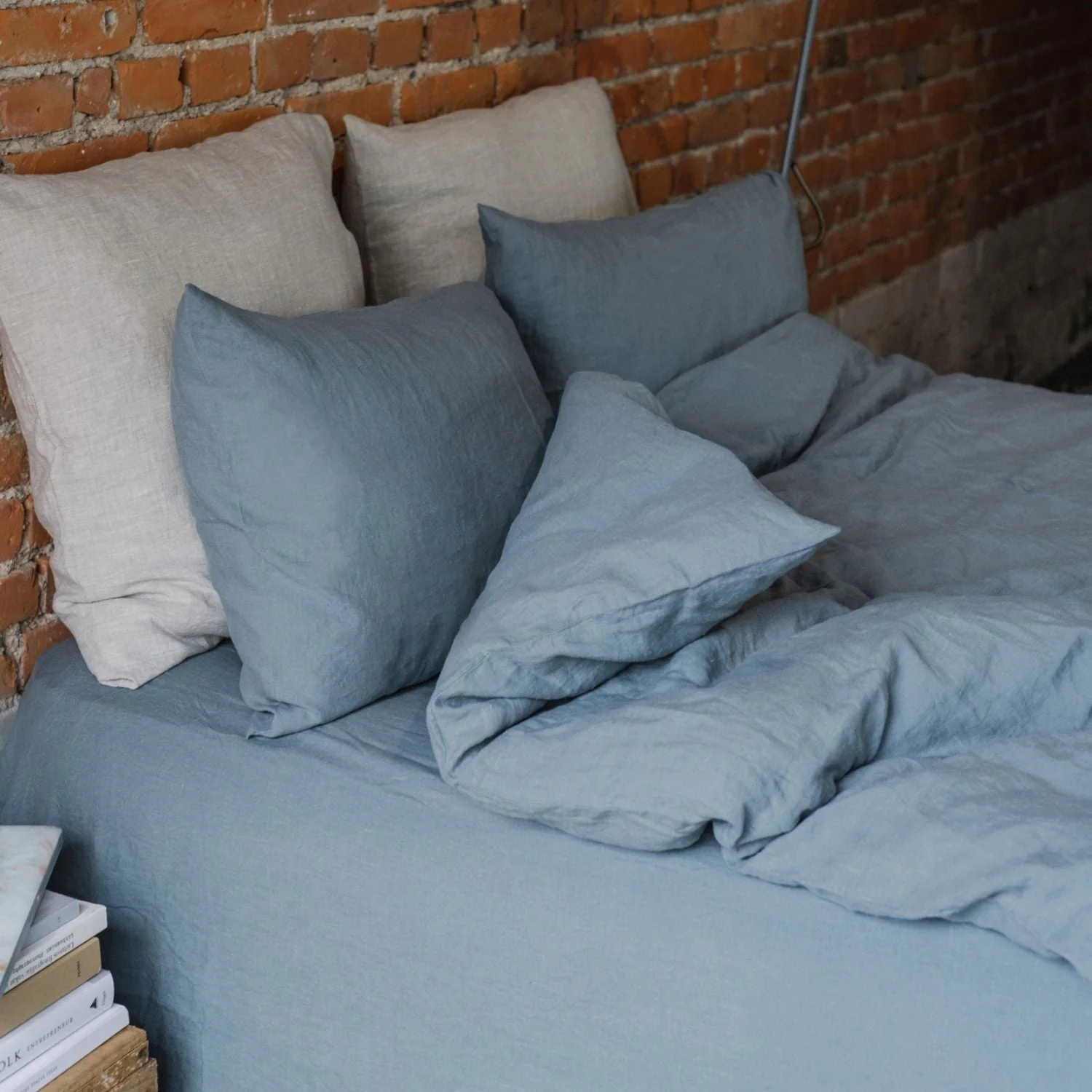Blue Fog Linen Fitted Sheet - Image 3
