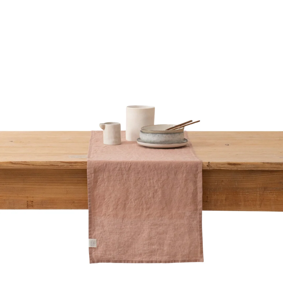 Cafe Creme Lightweight Linen Table Runner (Set of 3)