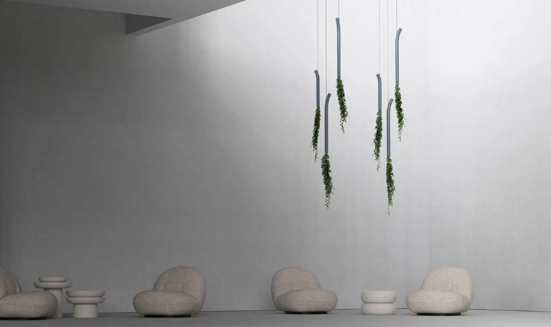 Cascade Curved Suspended Planter with Preserved Plants - Image 7