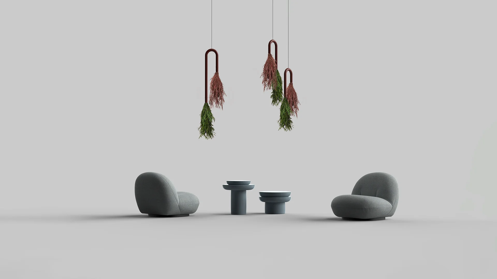 Cascade U-Shaped Suspended Planter with Preserved Plants - Image 5