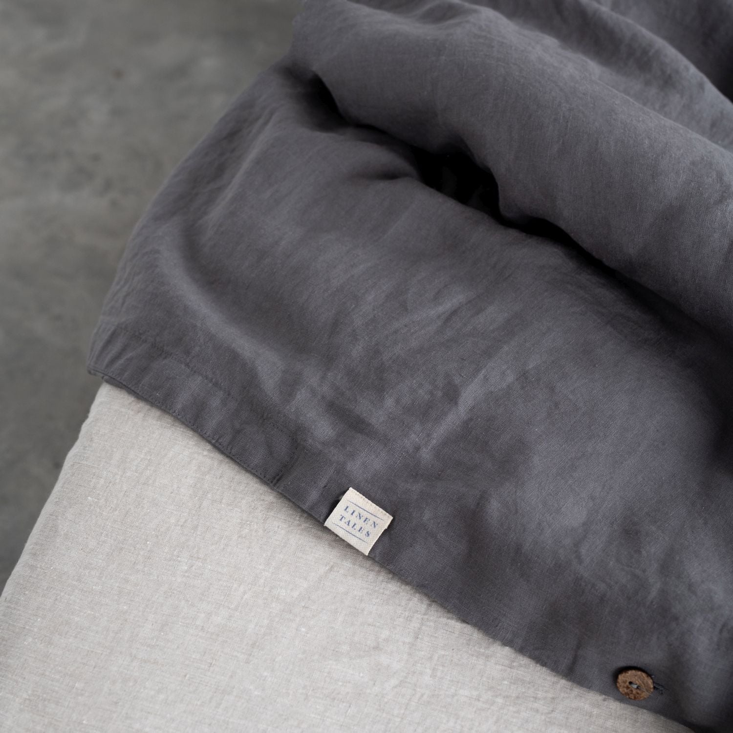 Dark Grey Linen Duvet Cover Set - Image 5