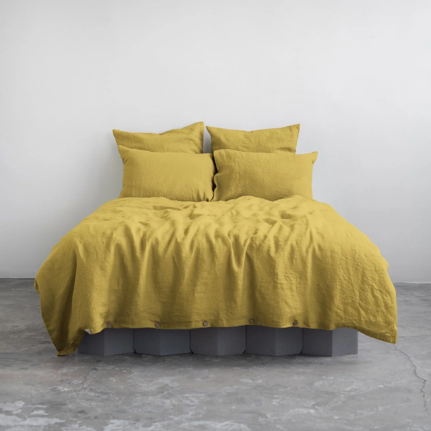 Lemon Curry Linen Duvet Cover Set - Image 2