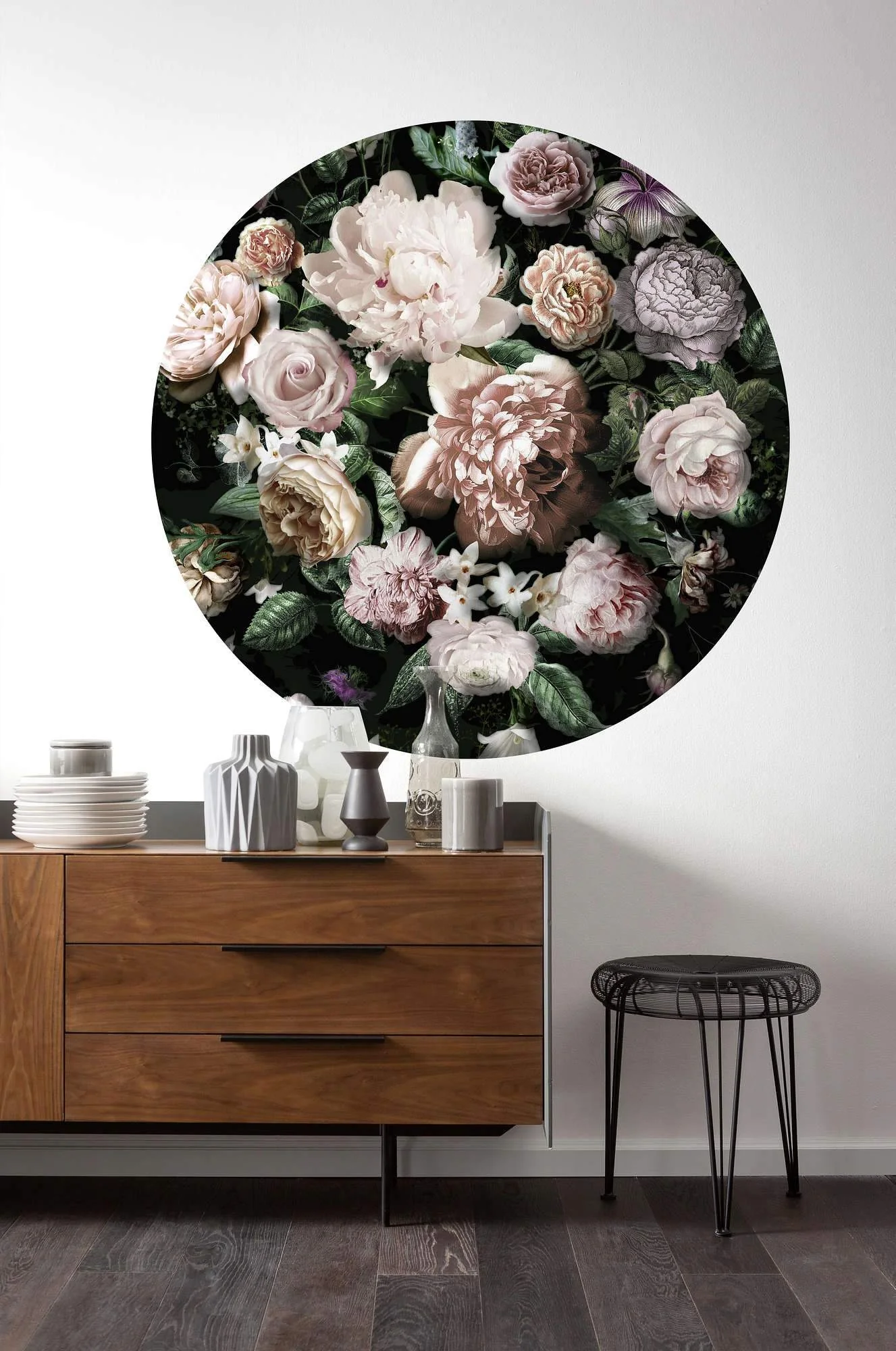 Couture Florals Circle Wallpaper (Self-Adhesive)