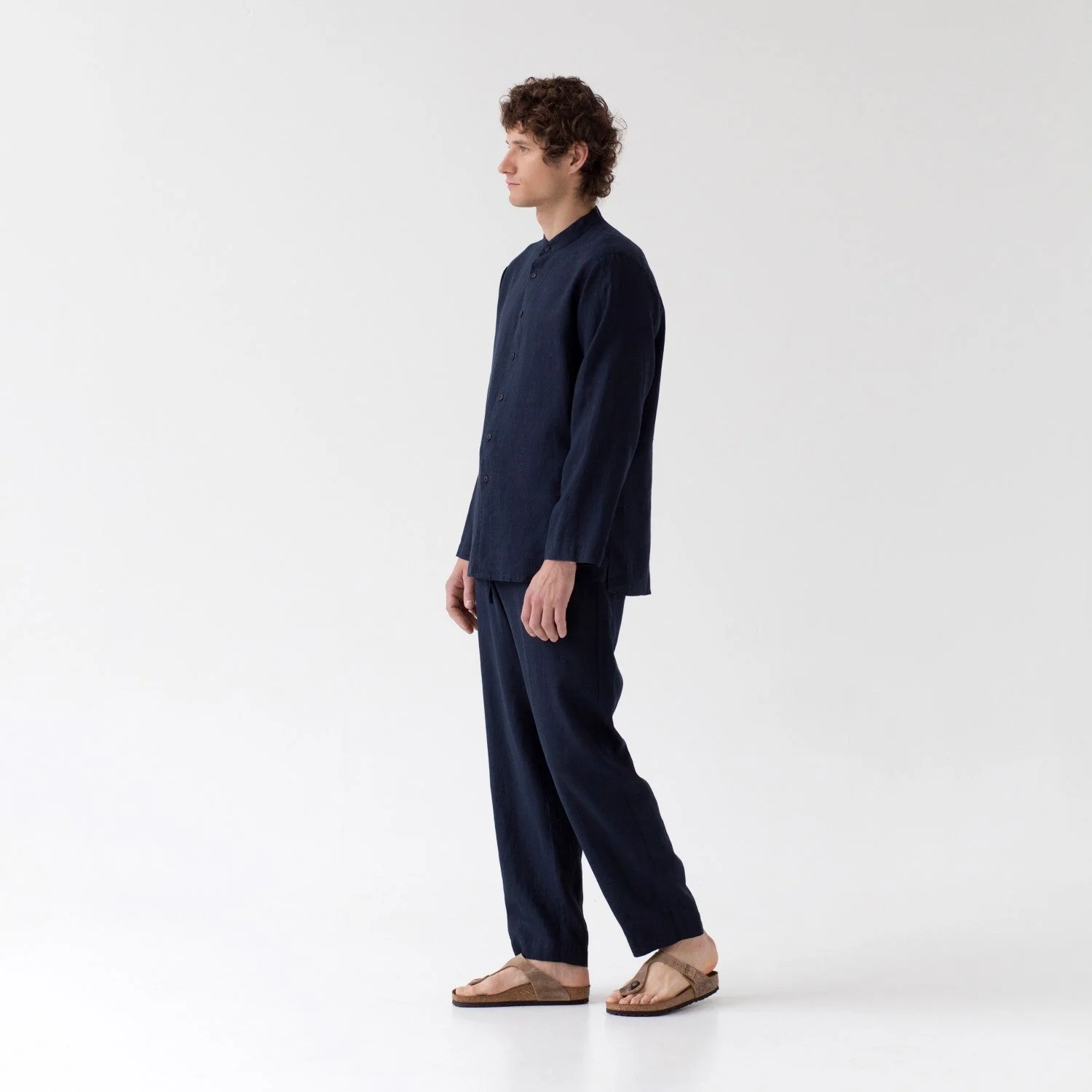 Currant Bilberry Blue Linen Loungewear Set - Image 3