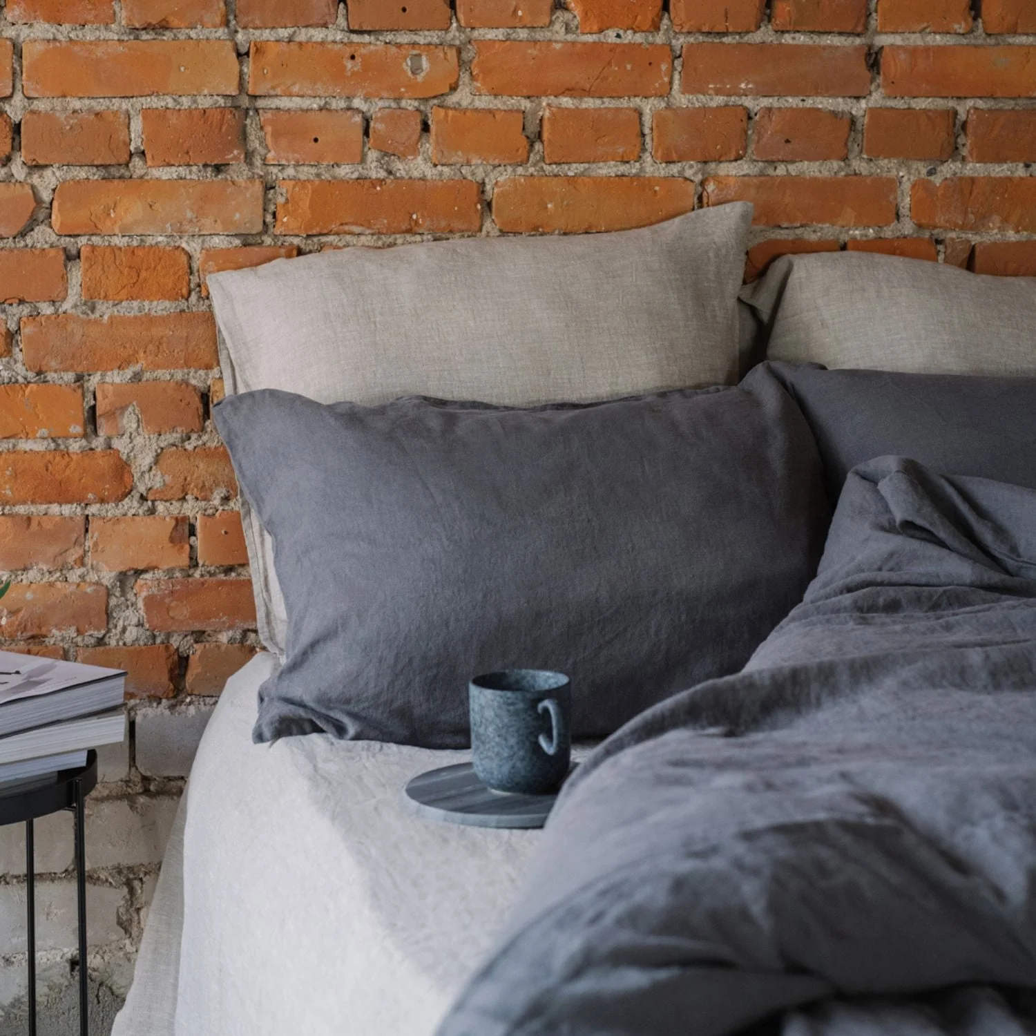 Dark Grey Linen Pillowcase - Image 3