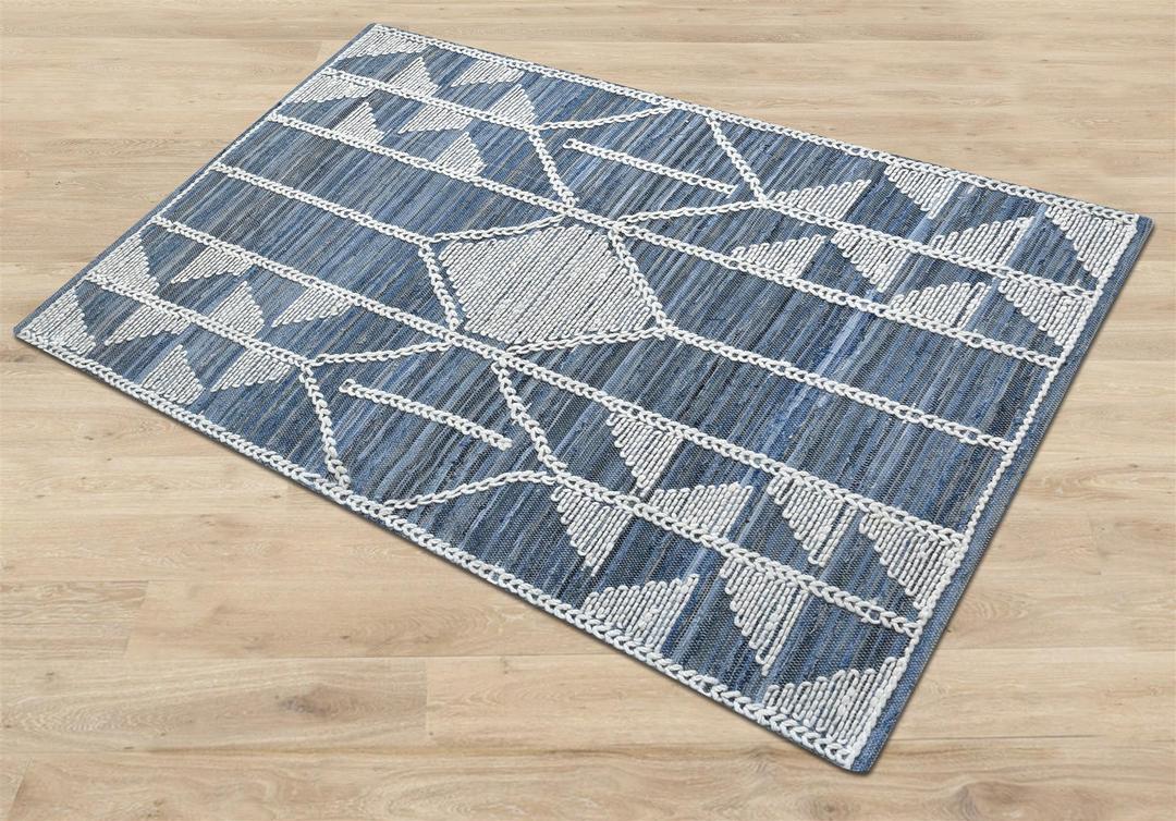 Dorval Blue Recycled Denim & Wool Rug - Image 7