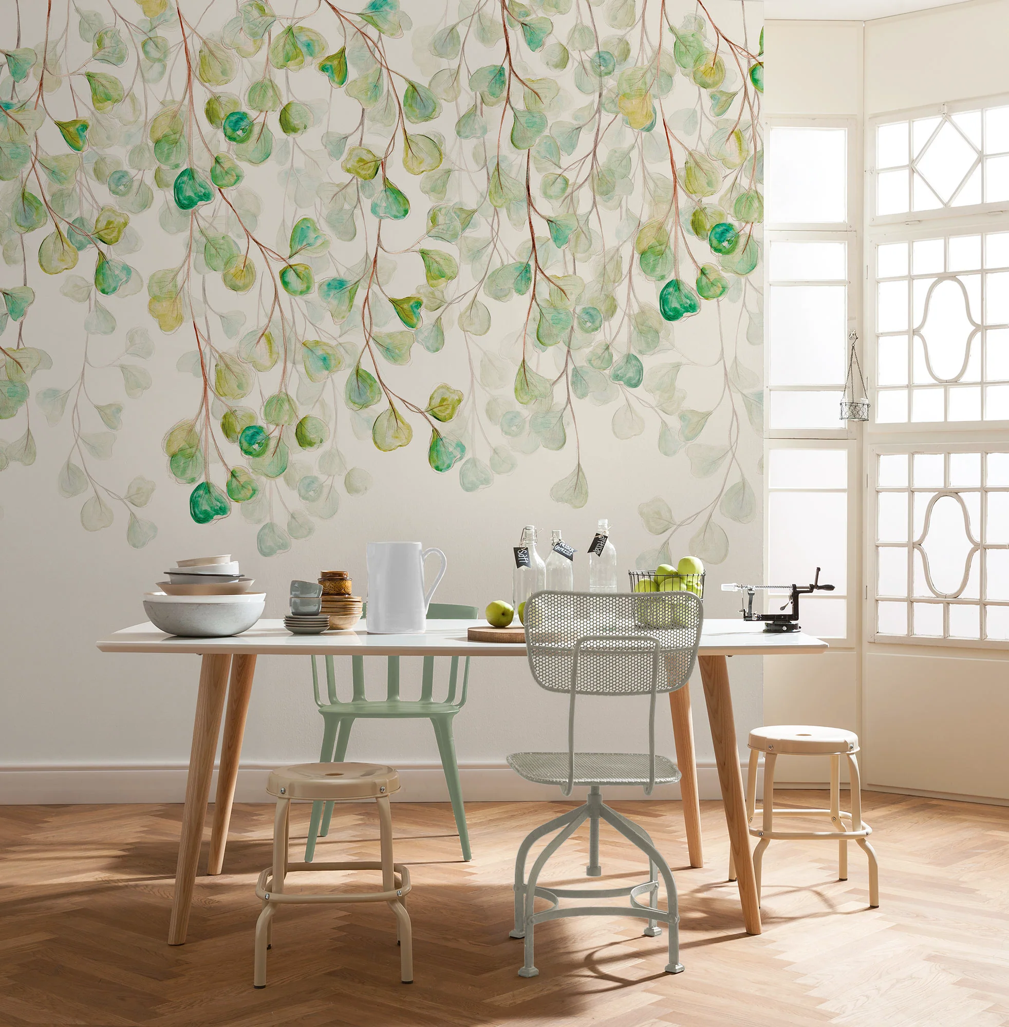 Douche de Feuilles Mural Wallpaper