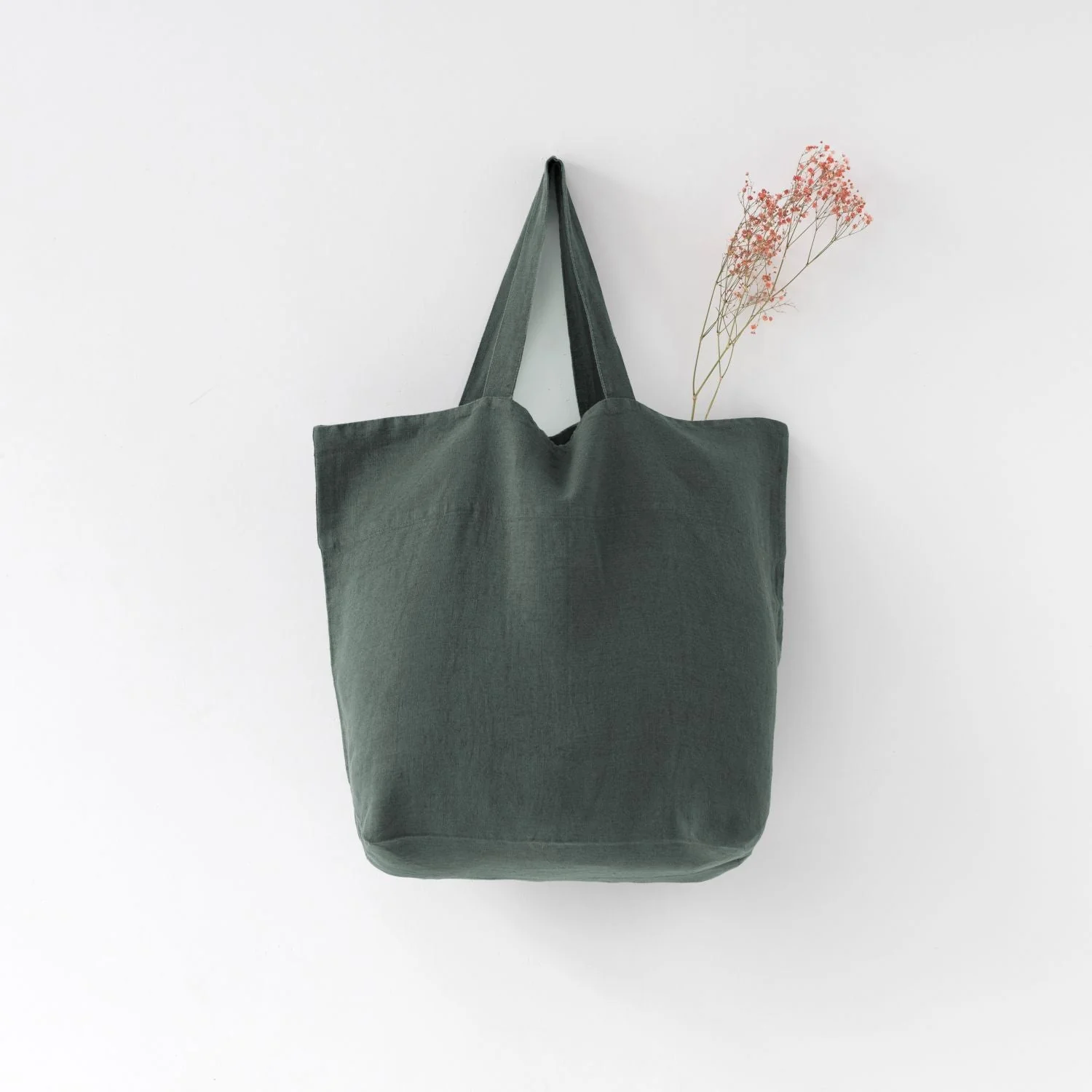 Forest Green Large Linen Bag - Image 2