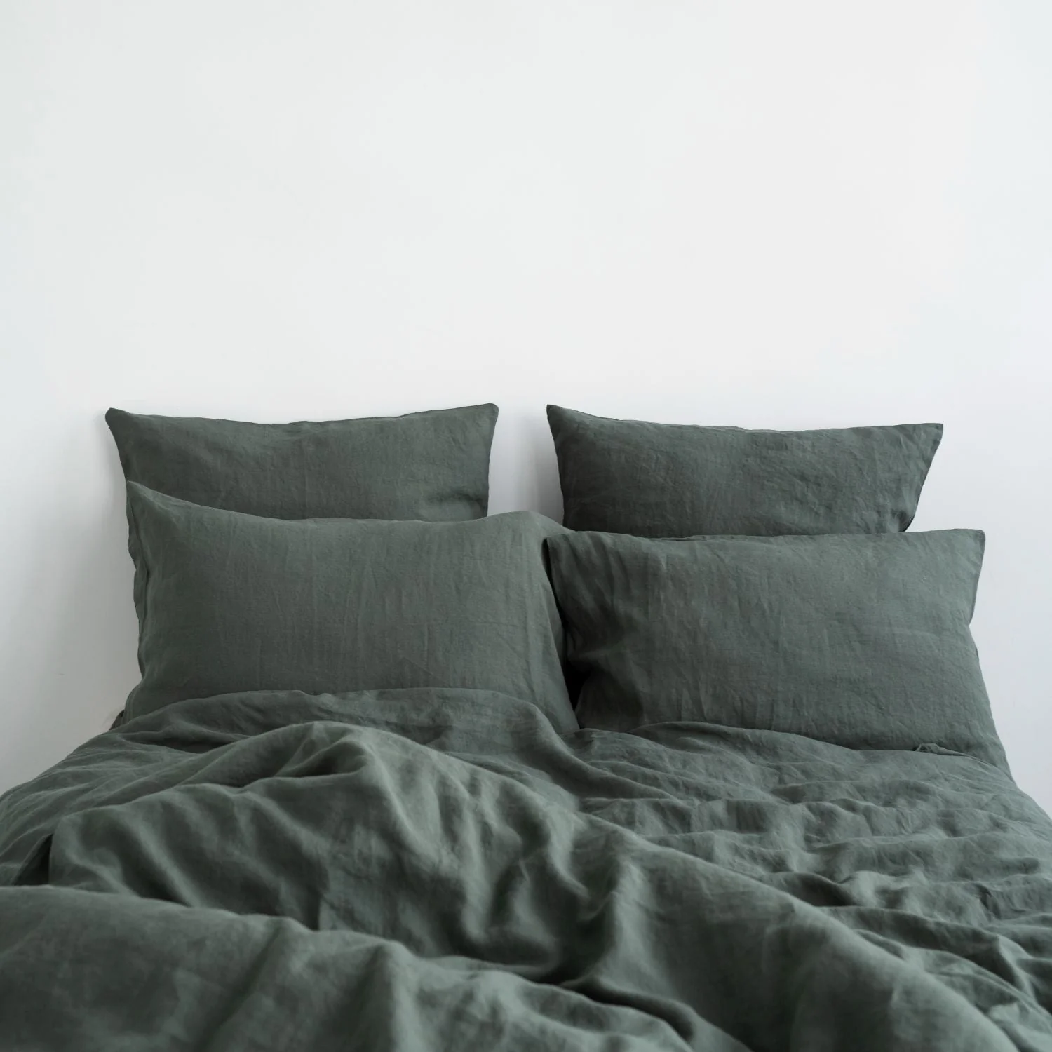 Forest Green Linen Duvet Cover Set - Image 3