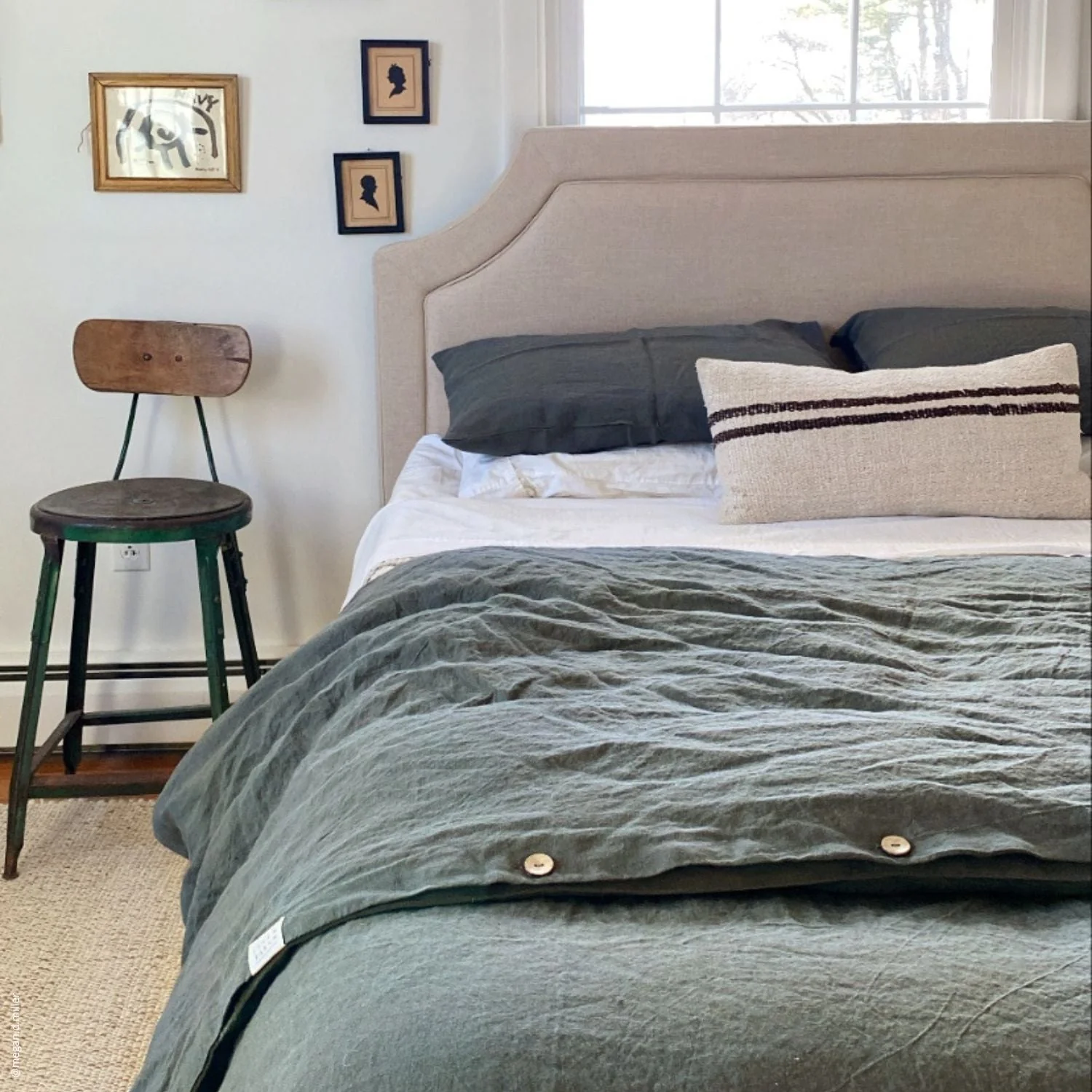 Forest Green Linen Duvet Cover Set - Image 6