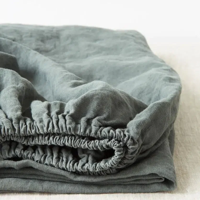 Forest Green Linen Fitted Sheet - Image 2