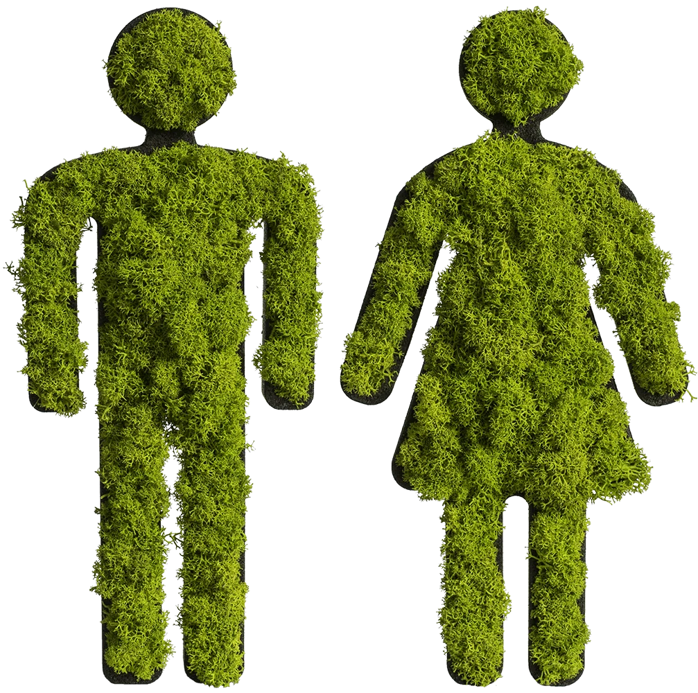 Green Toilet Signs Moss Wall Art - Image 4