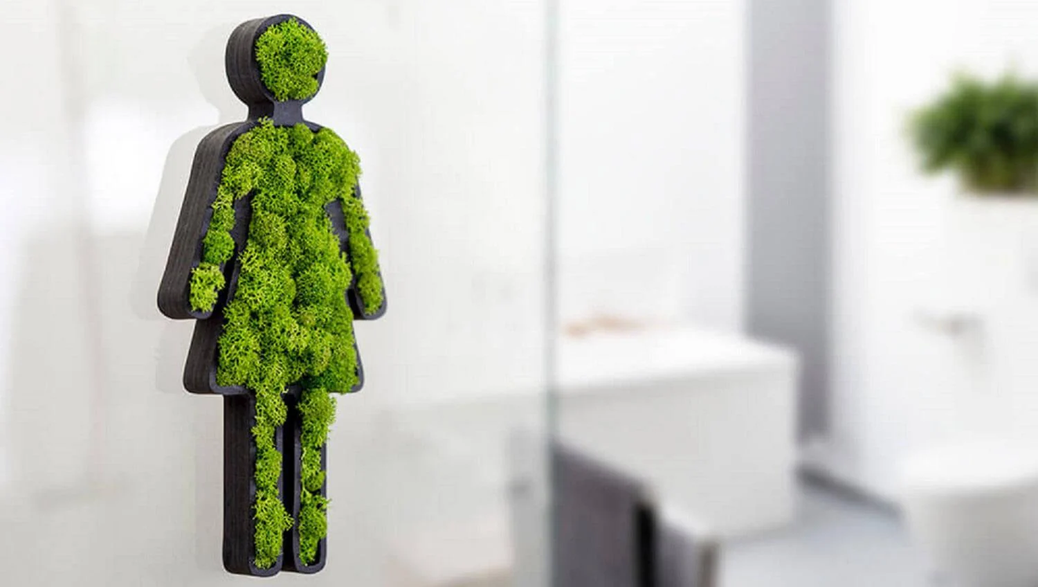 Green Toilet Signs Moss Wall Art - Image 8