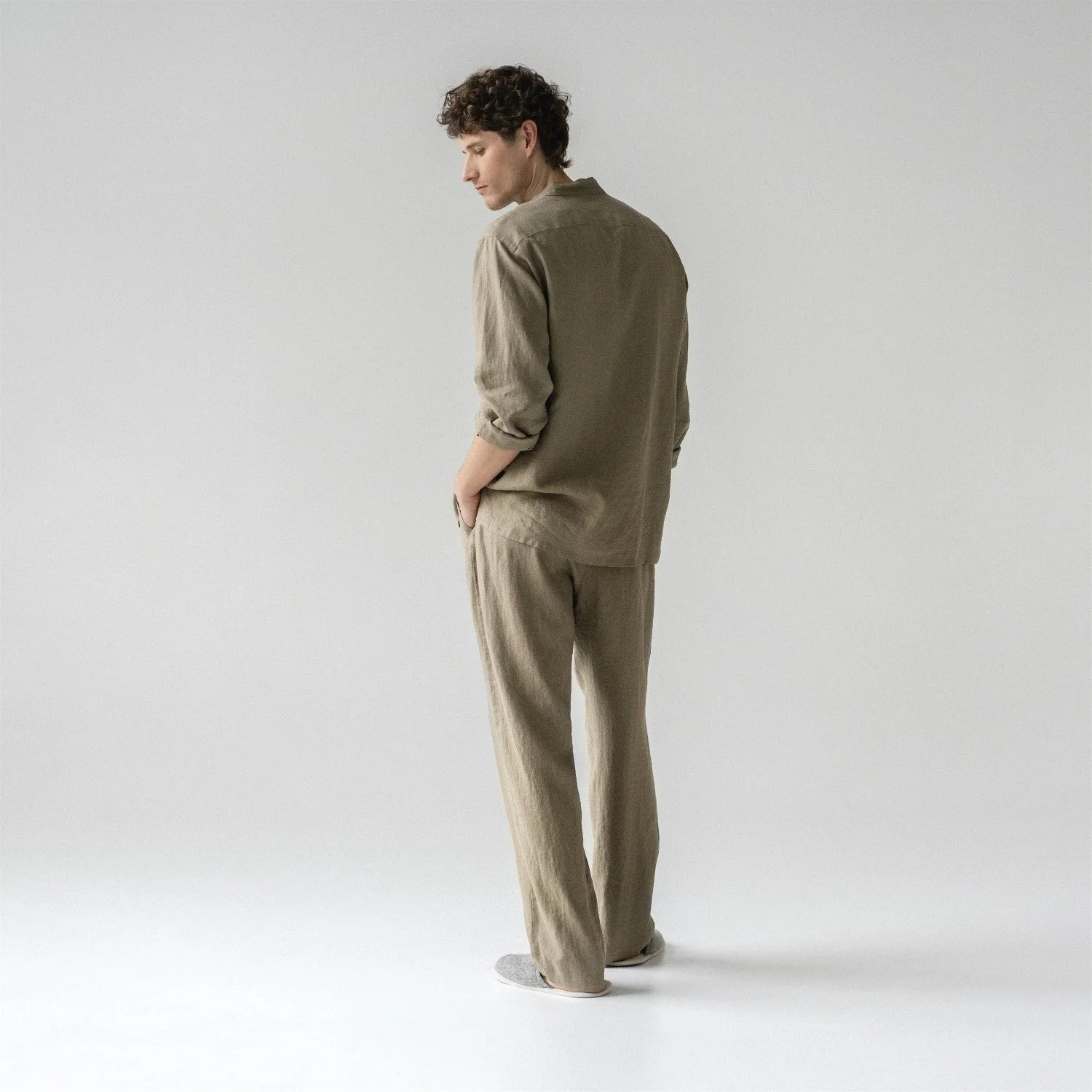 Currant Khaki Linen Loungewear Set - Image 2