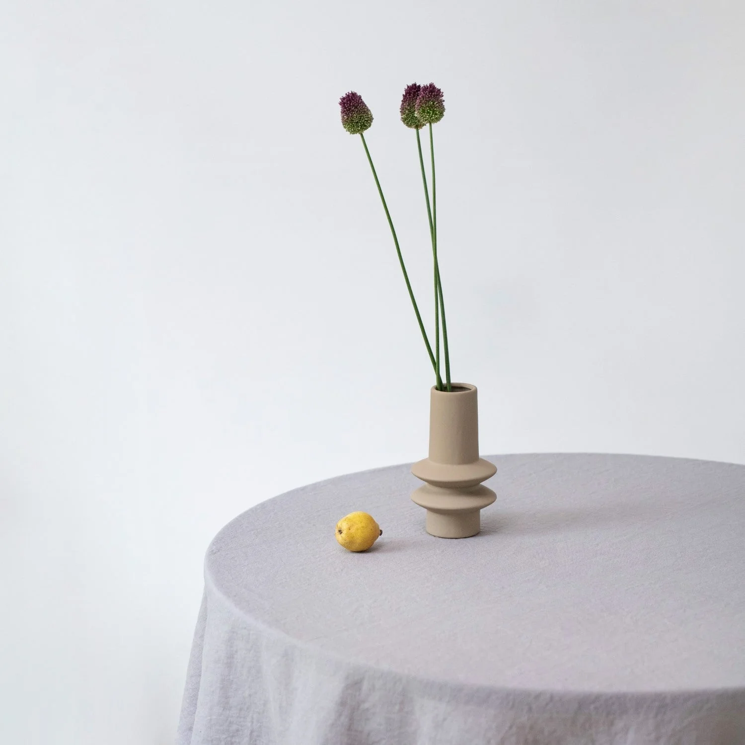 Light Grey Lightweight Linen Round Tablecloth - Image 3