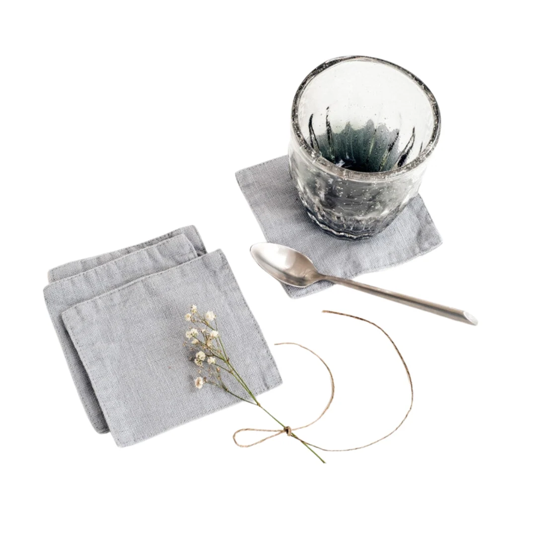 Light Grey Linen Coasters