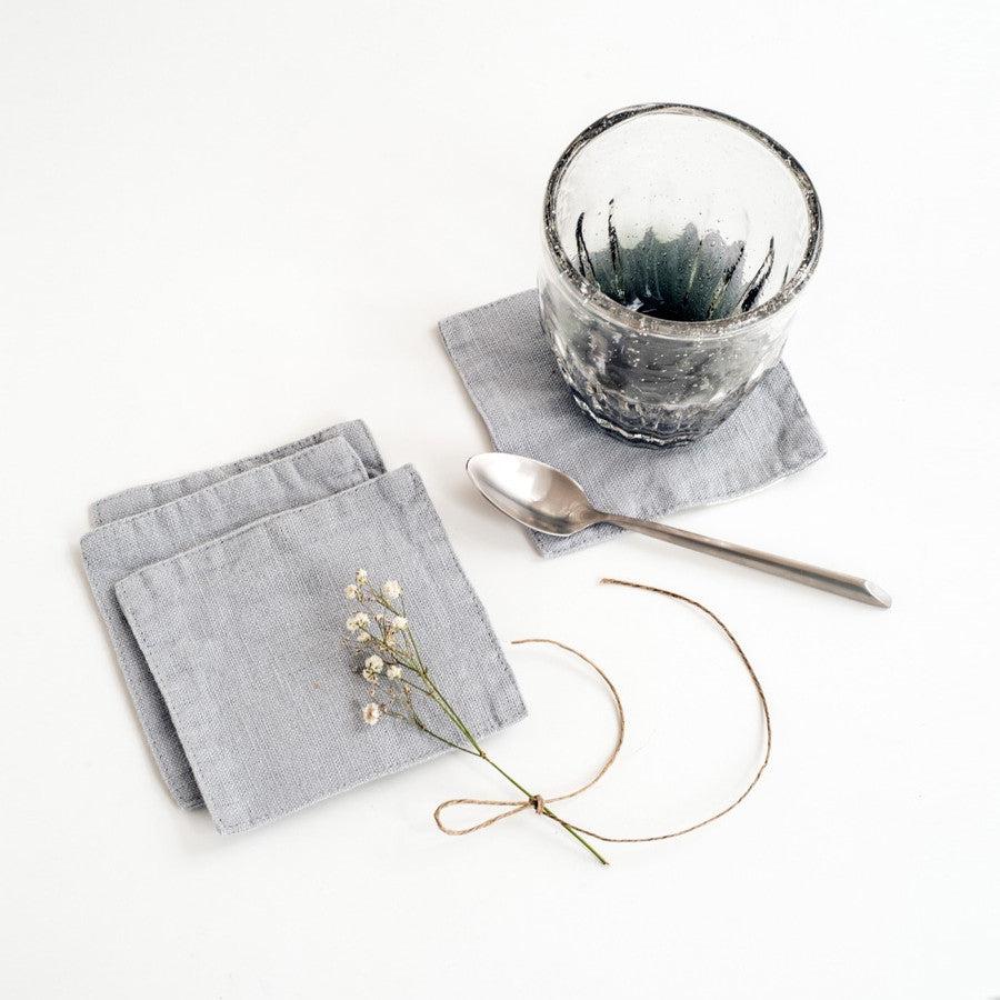 Light Grey Linen Coasters - Image 2