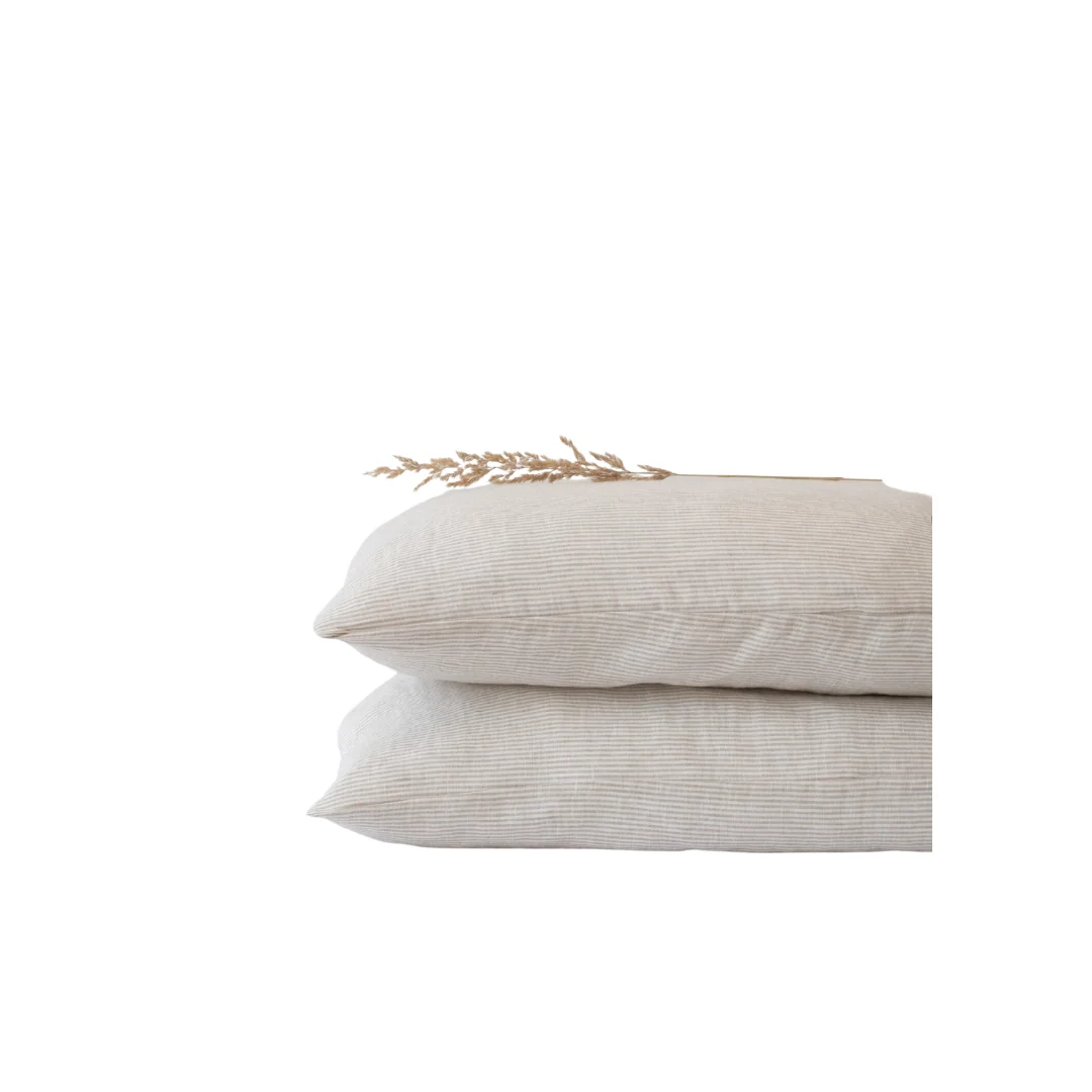 Natural Stripes Linen Pillowcase