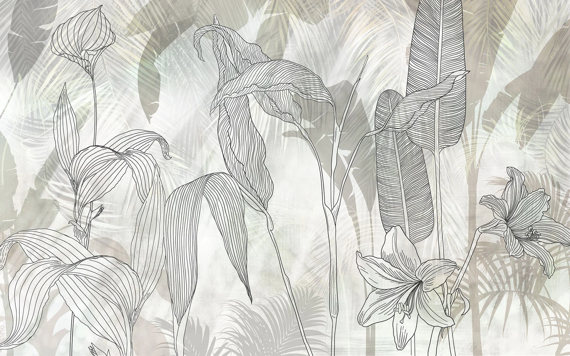 Linierte Lilien Mural Wallpaper - Image 2