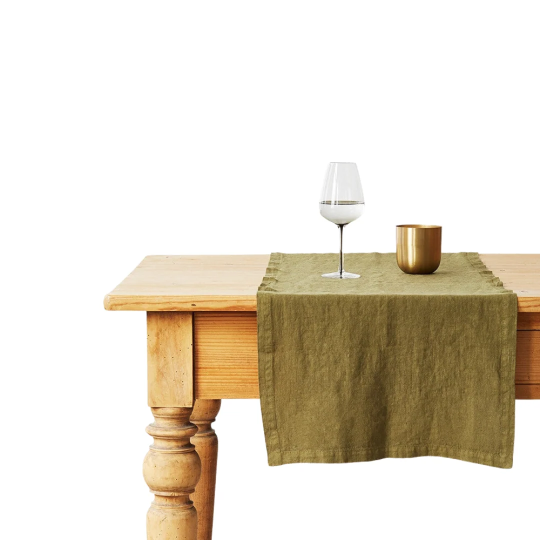 Martini Olive Linen Table Runner (Set of 3)
