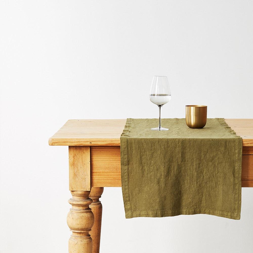 Martini Olive Linen Table Runner (Set of 3) - Image 2