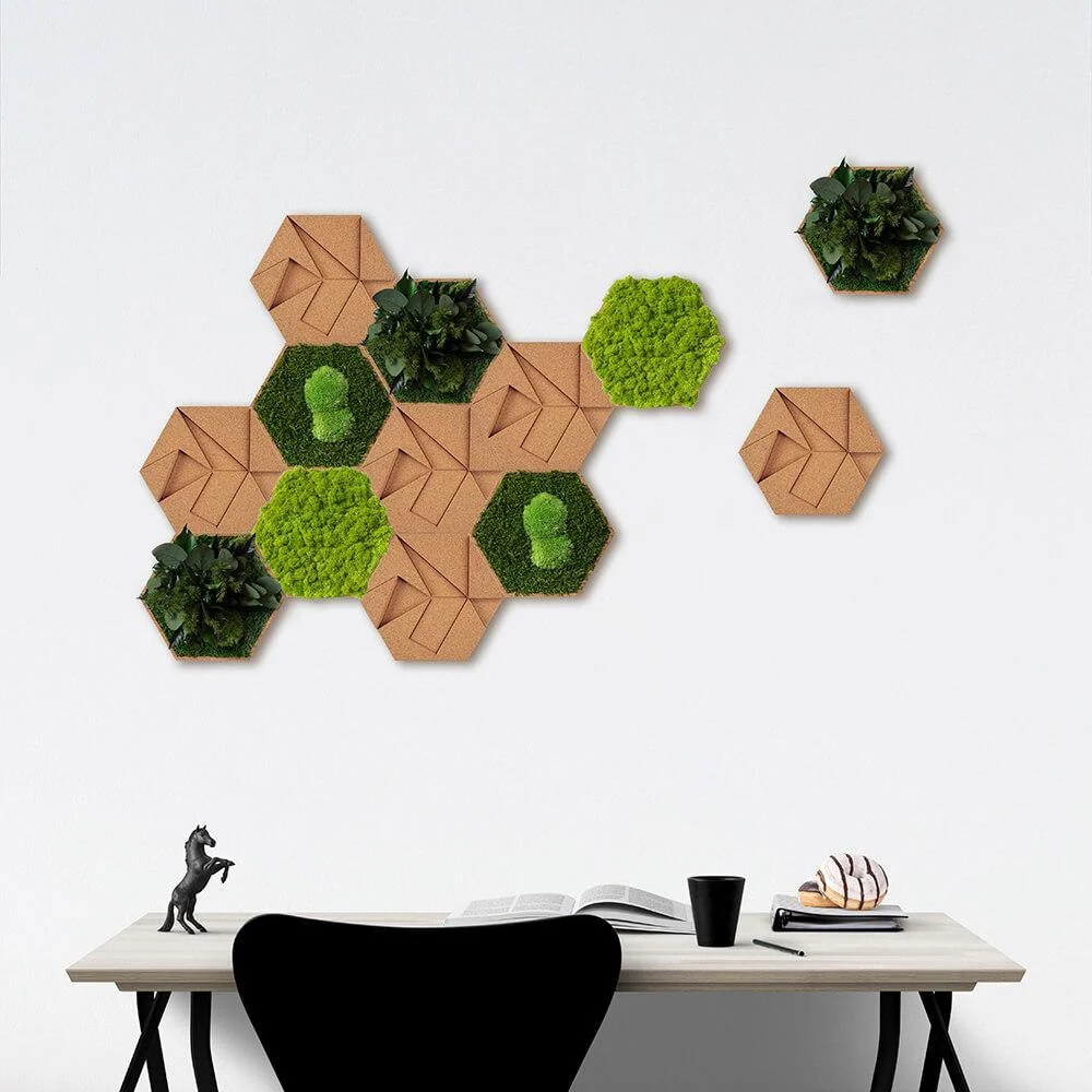 Cork Hexagons Moss Wall Art (Set of 5 Moss Panels) - Image 16