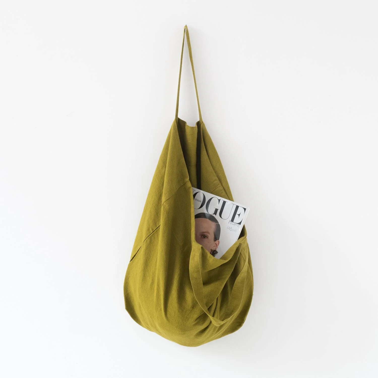 Moss Green Large Linen Bag - Image 4