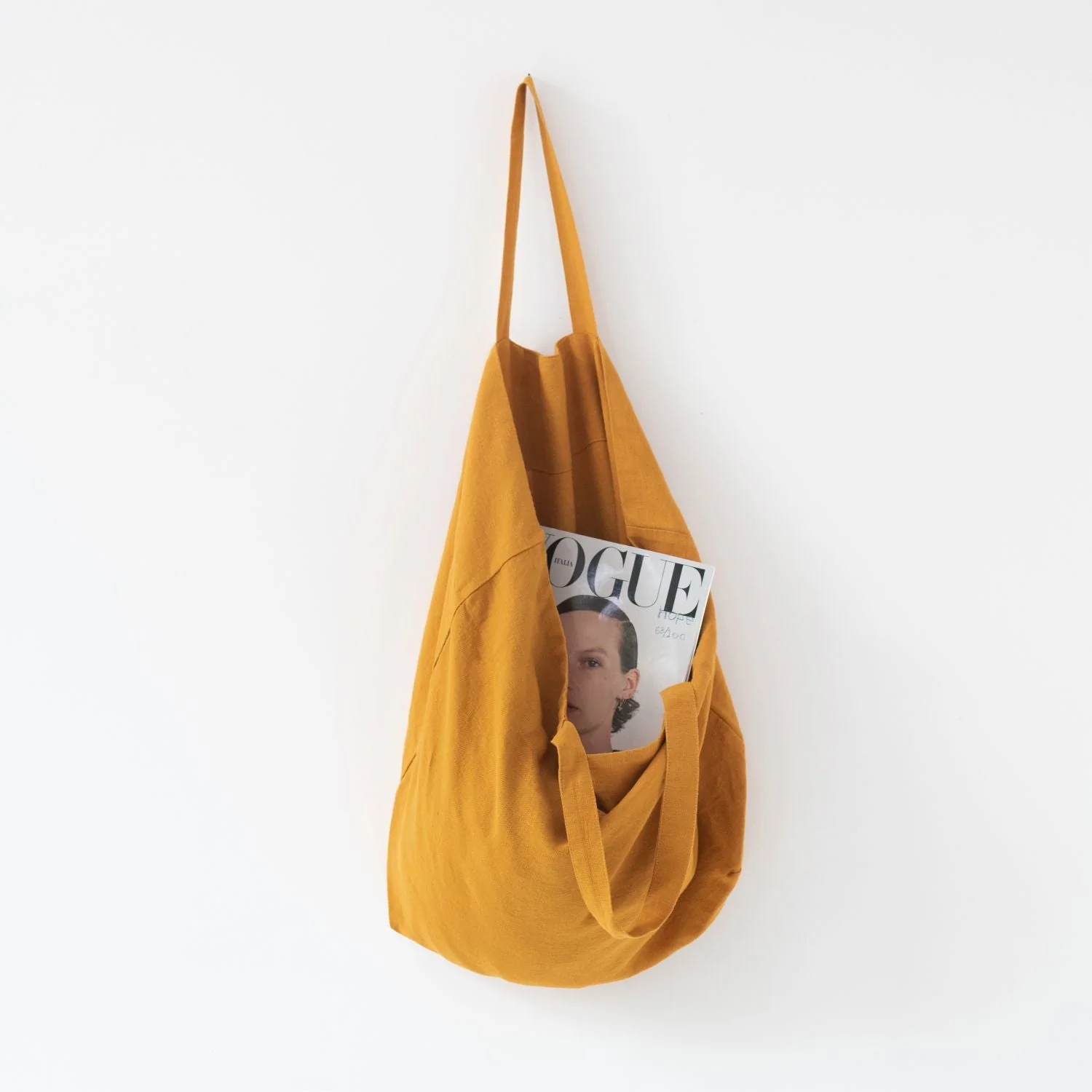 Mustard Large Linen Bag - Image 3