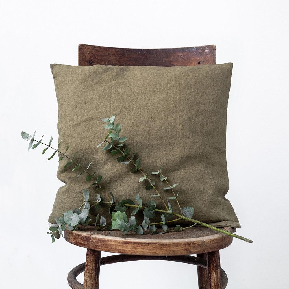 Olive Green Linen Cushion Cover - Image 2