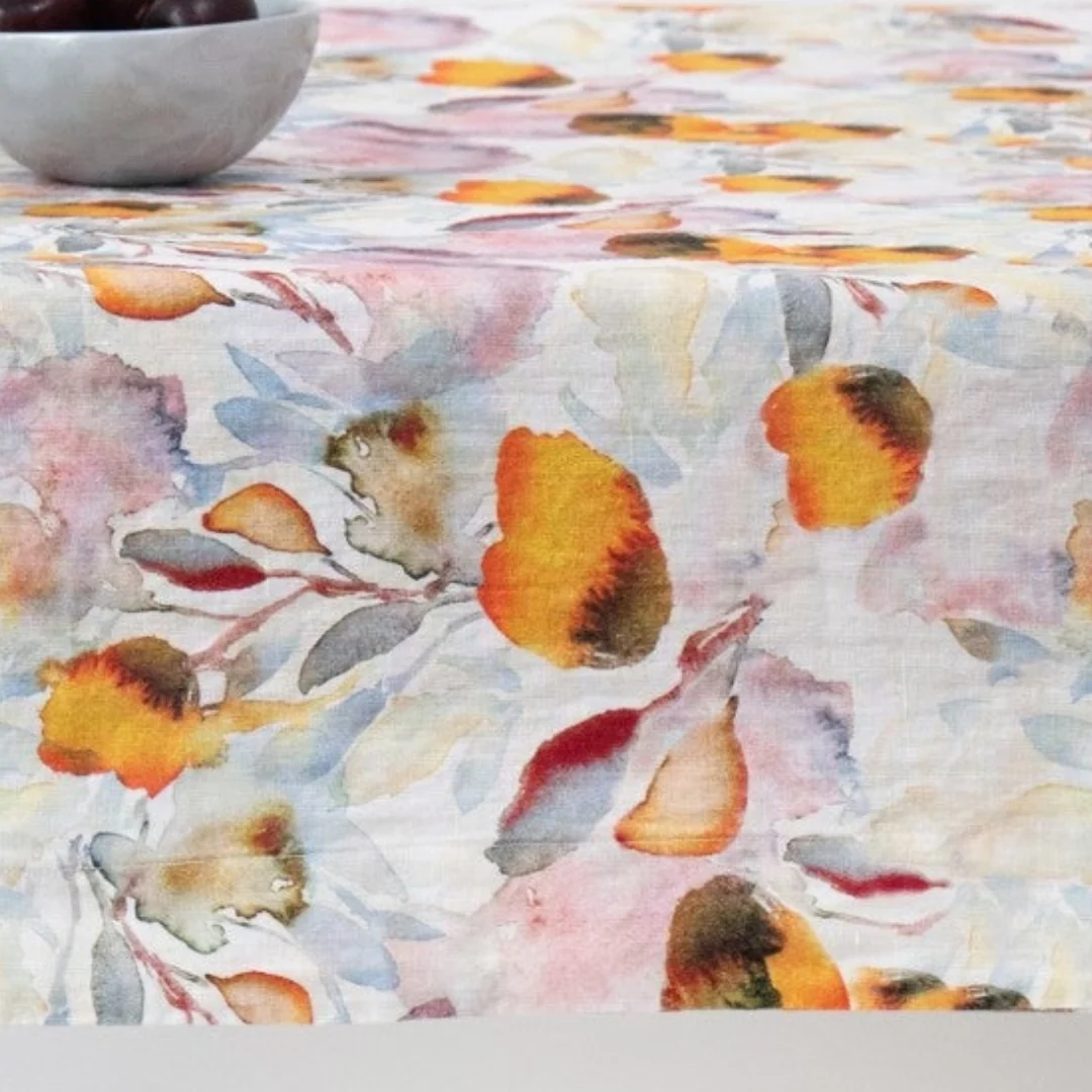 Orange Flow Linen Tablecloth - Image 3