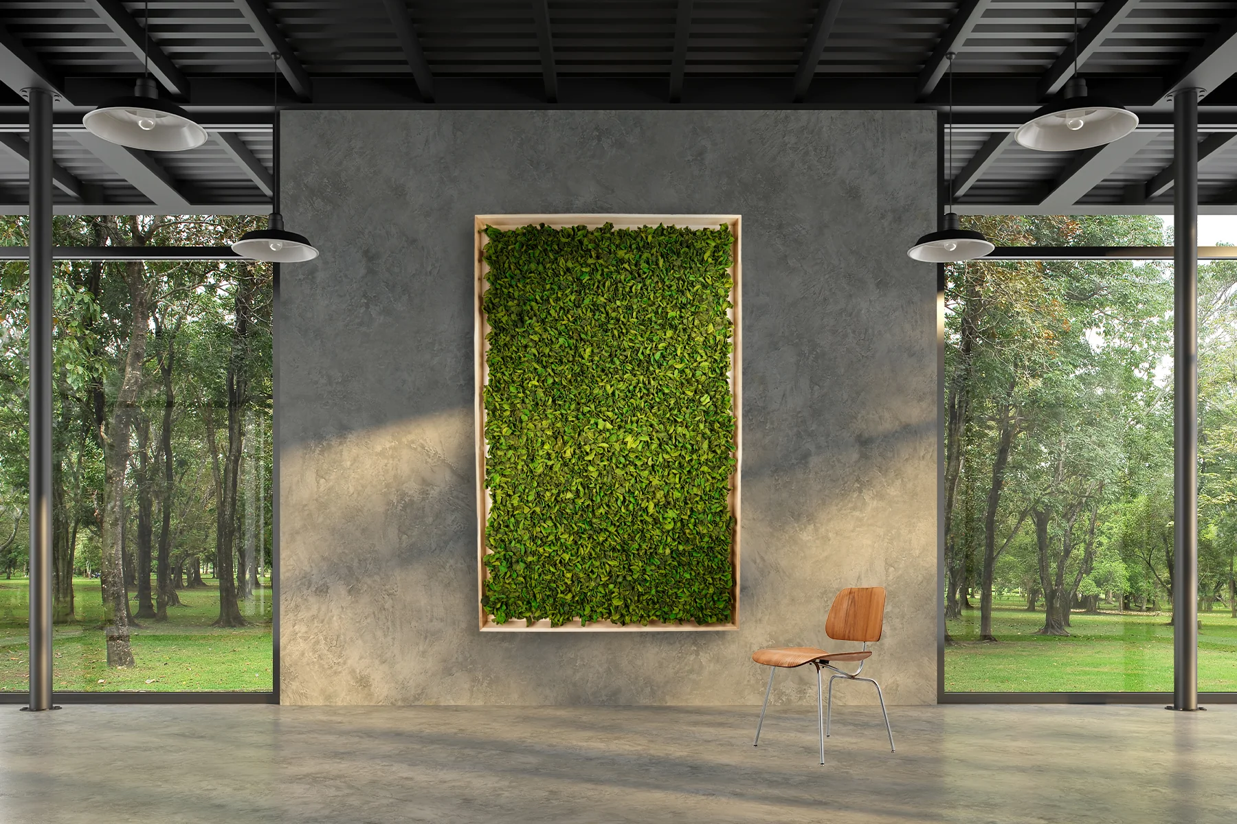 Textured Plant Framed Moss Wall Art - Image 2