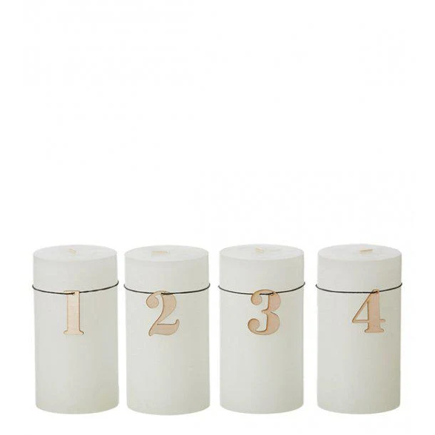 Set of Natural Wood Advent Number Candle