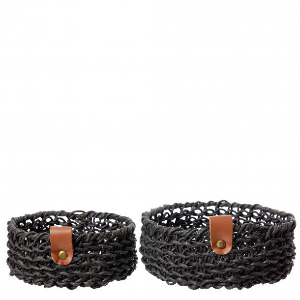 Small Natural Black Handwoven Paper Trays (Set of 12) - Image 3