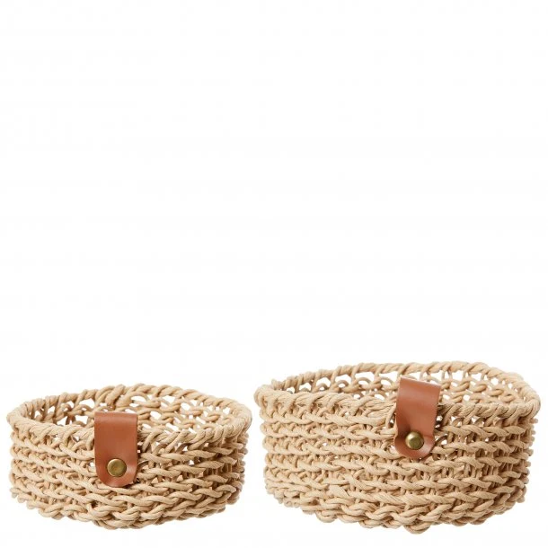 Small Natural Black Handwoven Paper Trays (Set of 12) - Image 4