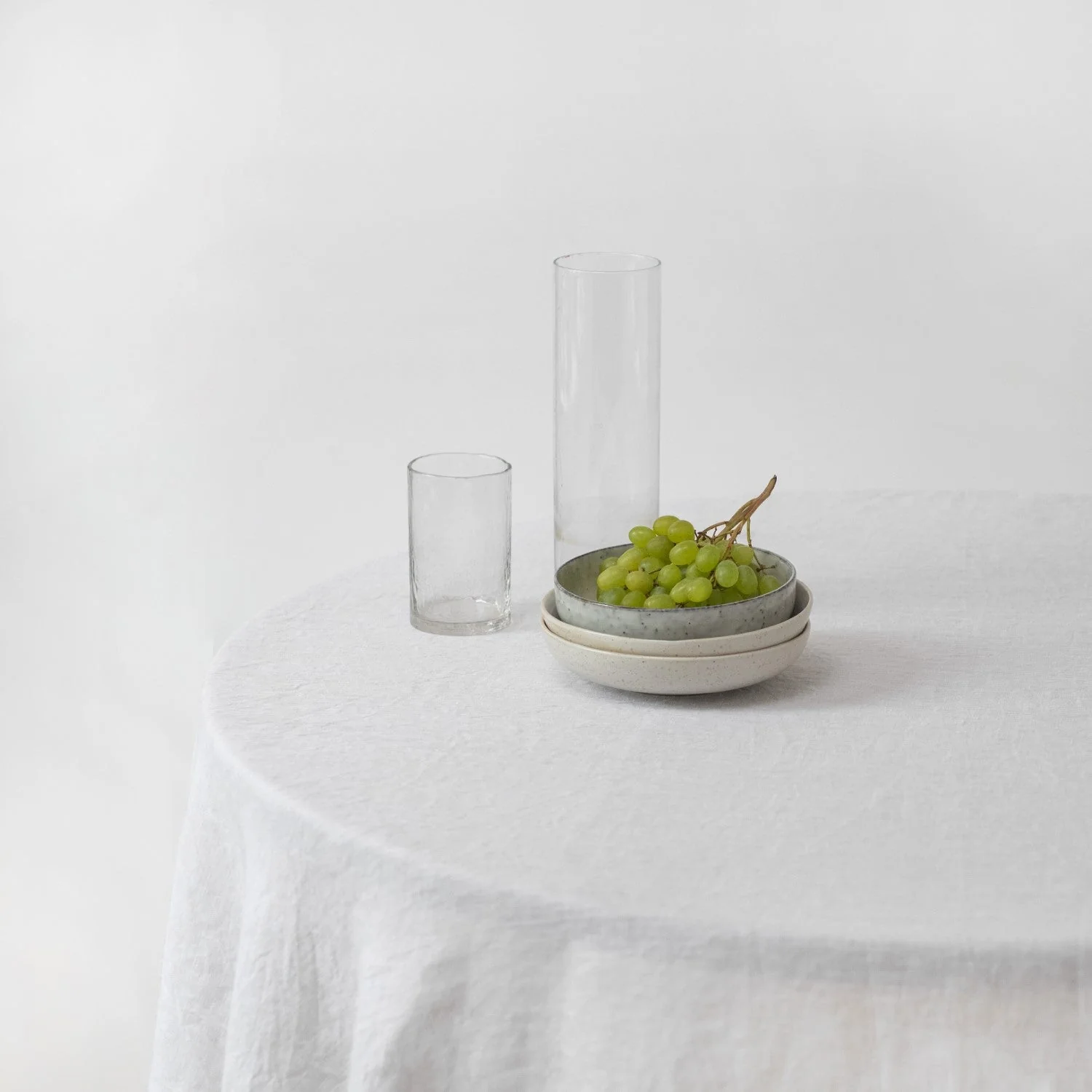 White Lightweight Linen Round Tablecloth - Image 5